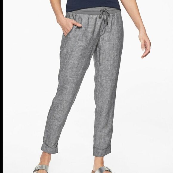 Athleta -140 Bali Linen Ankle Pant in Flint Grey Heather‎ #175799 size 8 - Picture 7 of 12